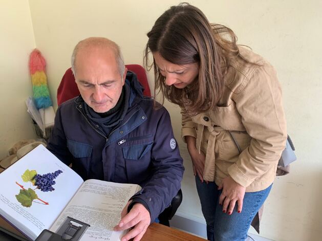 Professor David Chichua and I looking through grape variety records
